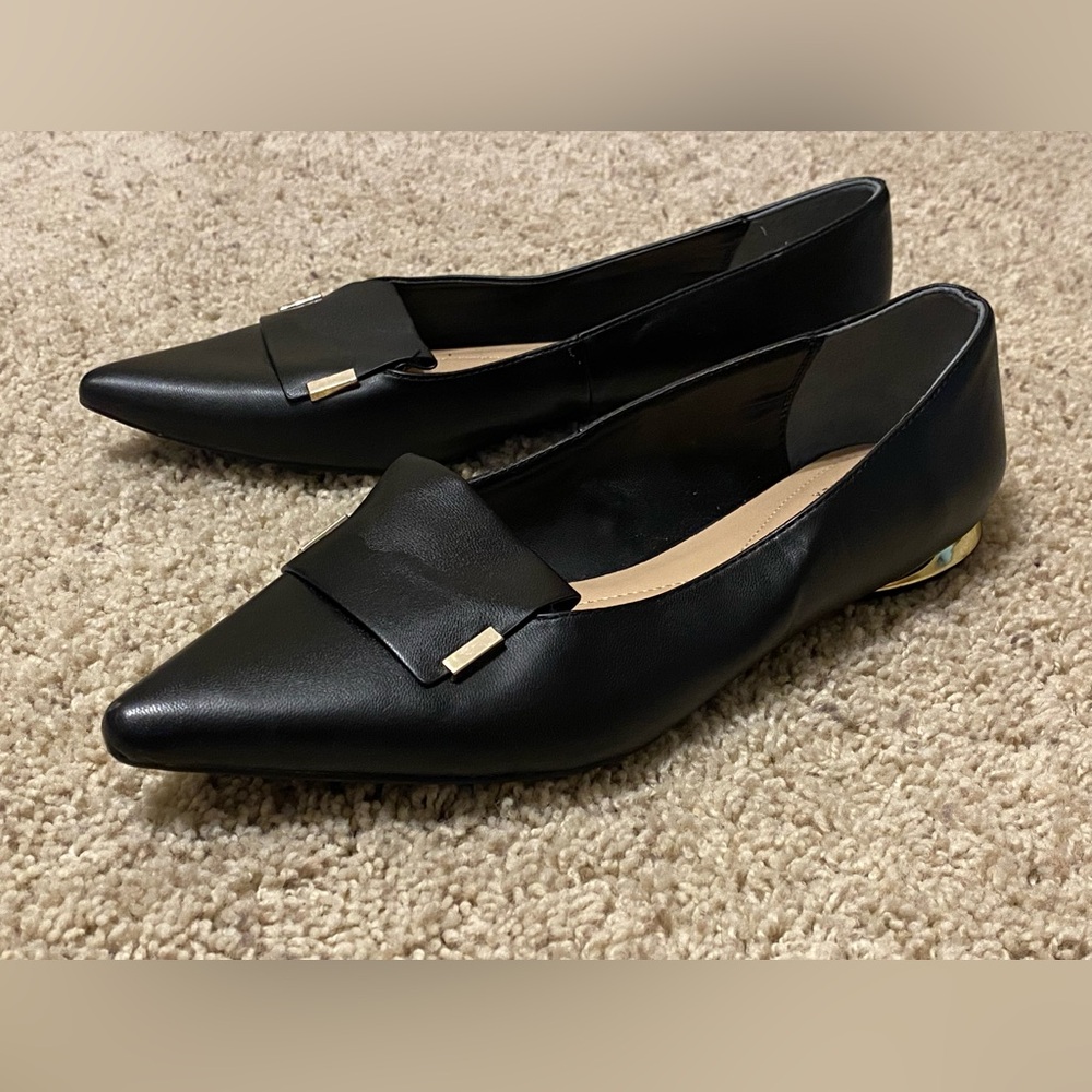 Alfani Women's Samantha Pointed Toe Loafer Flats, Black/Gold 10 M